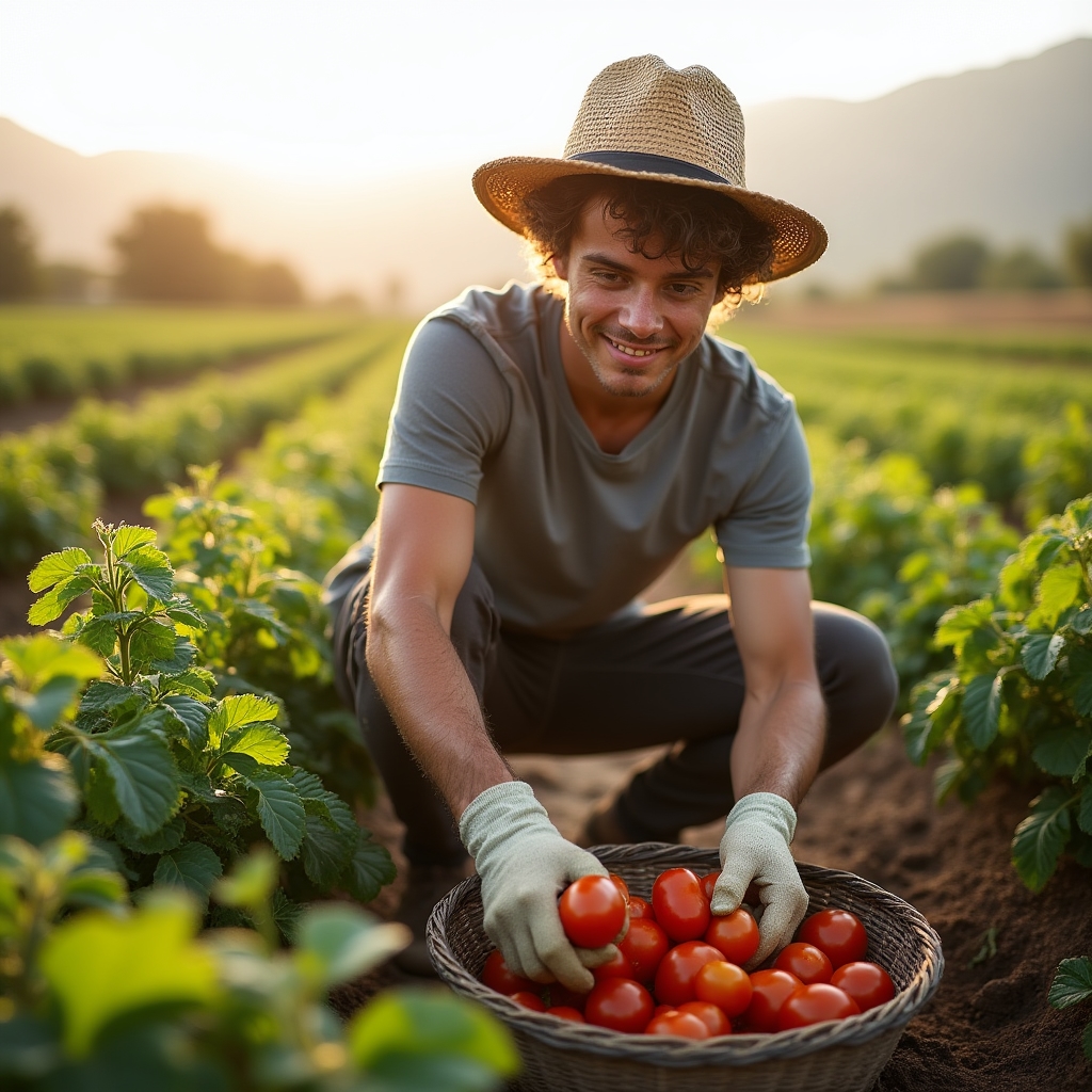 Persona trabajando en una huerta como parte de un voluntariado